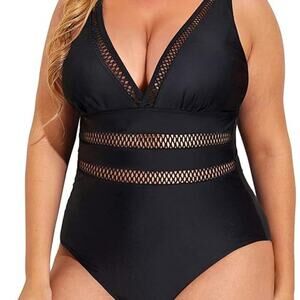 DACI BLACK V-NECK ONE PIECE SWIMSUIT WOMEN SIZE MEDIUM BRAND NEW WITH TAGS